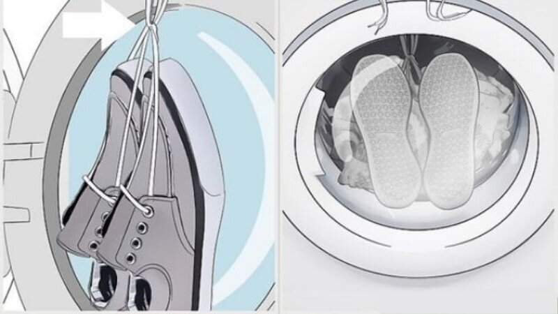 hướng dẫn làm khô giày bằng máy sấy quần áo