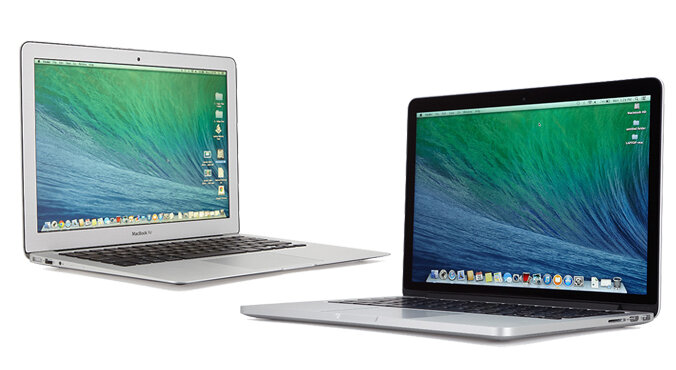MacBook Air 2014 13'' (trái) và MacBook Pro Retina 2014 13'' (phải)