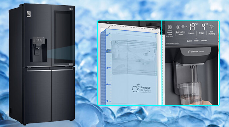 Tủ lạnh 4 cánh LG GR-X22MC tích hợp khay lấy nước và đá ngay bên ngoài
