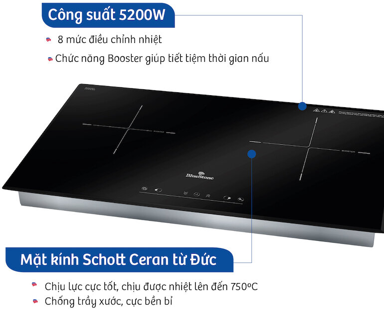 Tính năng nổi bật của bếp từ đôi bluestone icb-6835