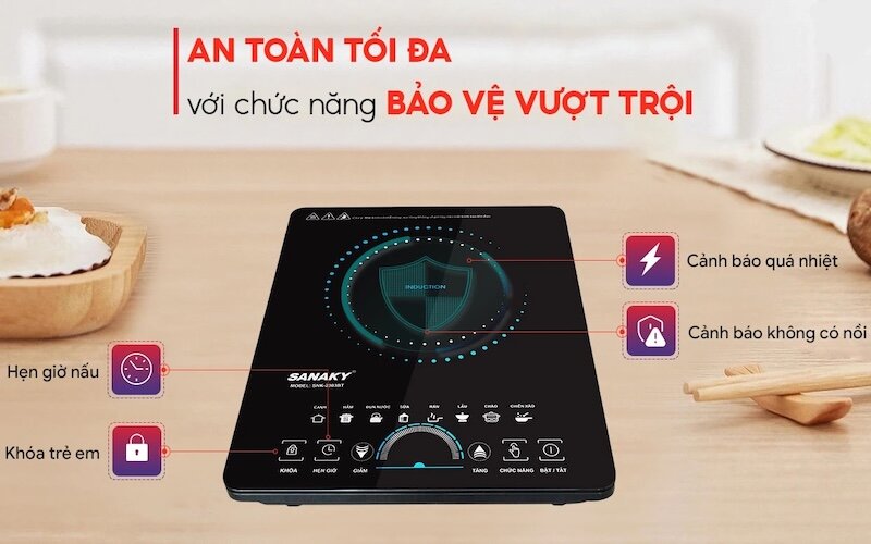 Bếp từ đơn Sanaky SNK-2303BT nhỏ gọn, linh hoạt và tiện lợi