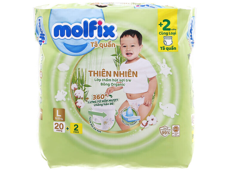 Tã quần Molfix size L 20 - Giá tham khảo: 119.000 vnd/bịch