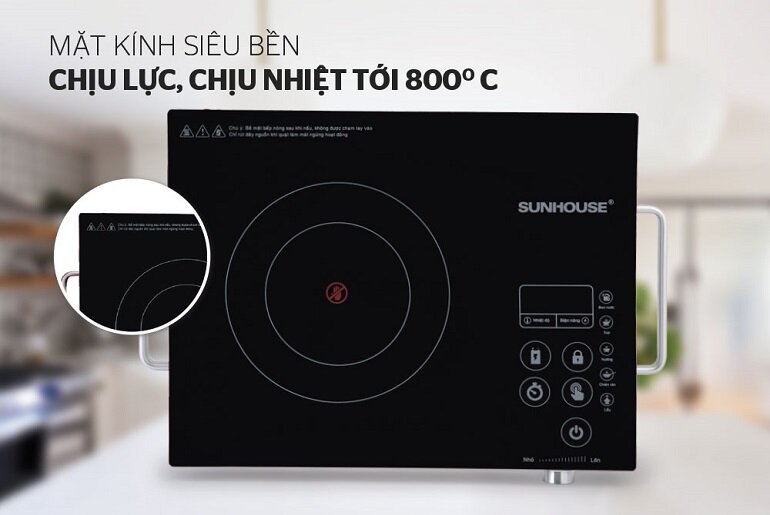 Bếp hồng ngoại đơn Sunhouse SHD6017 có mặt kính sang trọng, bền bỉ