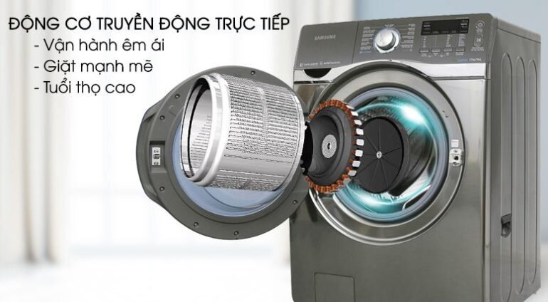 Động cơ máy giặt Samsung WD17J7825KP/SV là động cơ truyền động trực tiếp