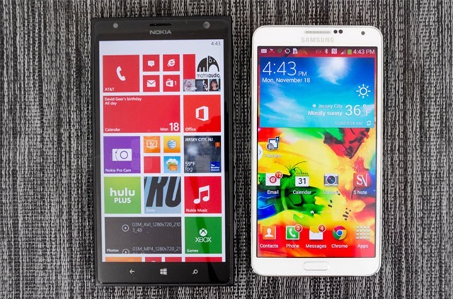 Lumia 1520 và Note 3 là 2 chiếc phablet cao cấp nhất của Nokia và Samsung