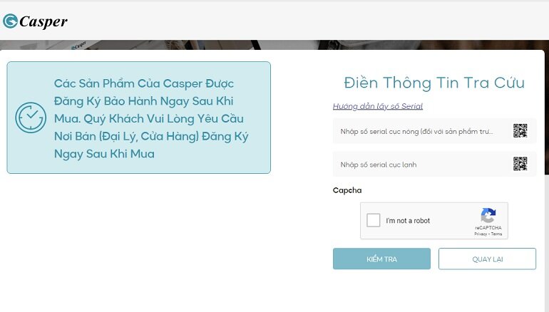 bảo hành điều hòa casper
