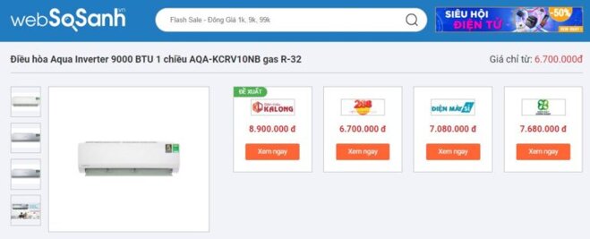 Điều hòa Aqua Inverter 9000 BTU 1 chiều AQA-KCRV10NB gas R-32