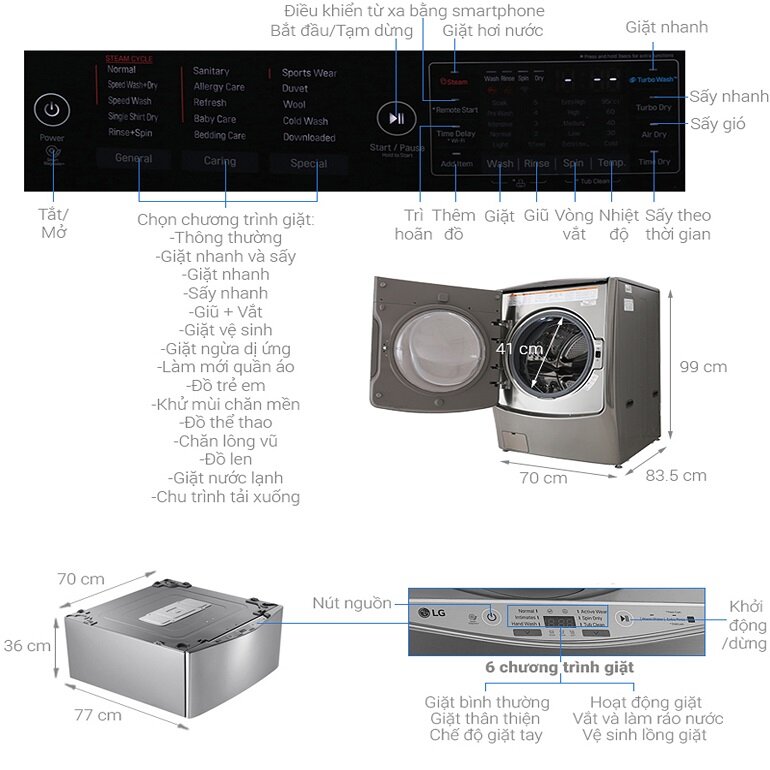 Máy giặt LG lồng đôi Twin wash F2721HTTVT2735NWLV