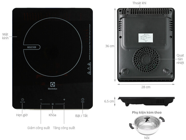 Bếp từ đơn Electrolux sở hữu thiết kế gọn nhẹ phù hợp mọi căn bếp