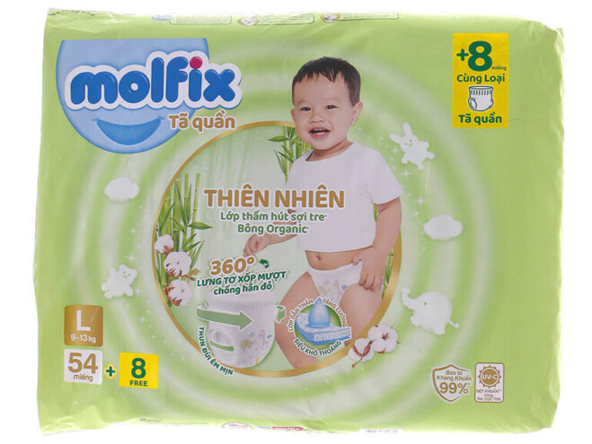 Tã quần Molfix size L 54 - Giá tham khảo: 305.000 vnd/bịch