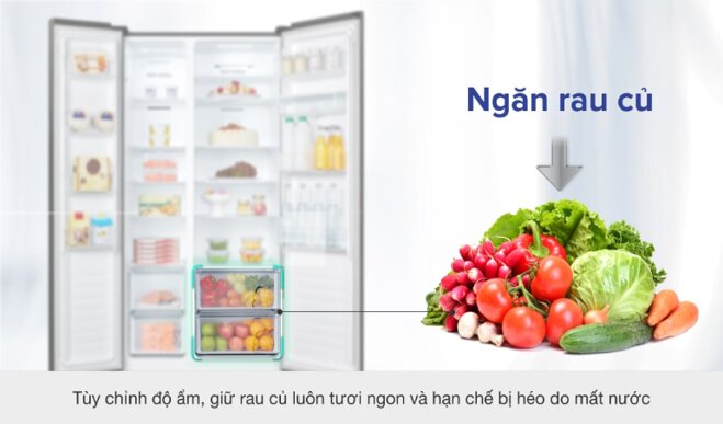 Tủ lạnh side by side Casper 551 lít RS-575VBW vận hành êm ái, tiết kiệm điện năng có nhiều chức năng tiện ích bổ trợ