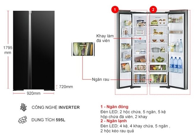 Tủ lạnh Hitachi 595 lít Inverter R-S800PGV0 (GBK) giải pháp hoàn hảo cho gia đình Việt