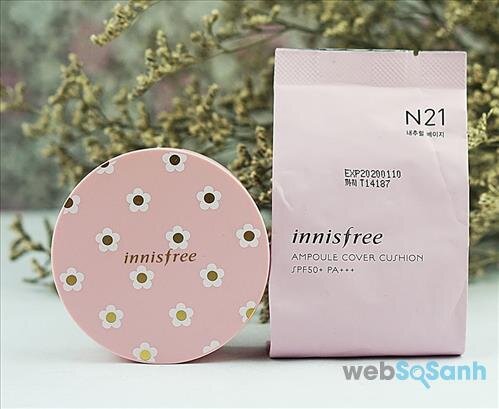 review cushion dưỡng ẩm innisfree ampoule 