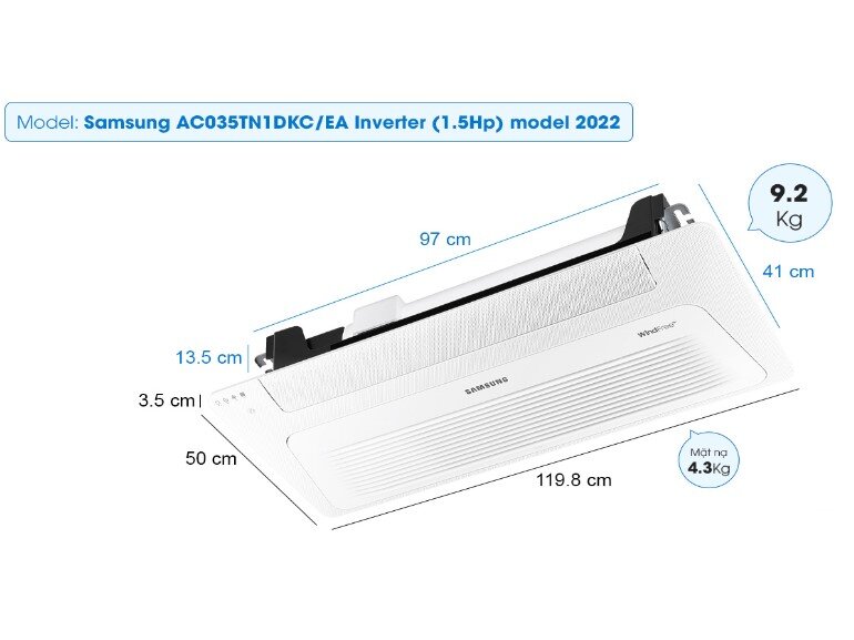 Thiết kế âm trần mỏng của điều hòa Samsung 1200btu 1 chiều Inverter AC035TN1DKC/EA