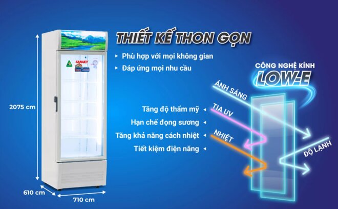 Tủ mát Sanaky VH-5089K với thiết kế thon gọn phù hợp với mọi không gian