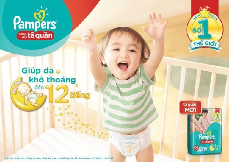 Thương hiệu bỉm Pampers được nhiều bà mẹ yêu thích