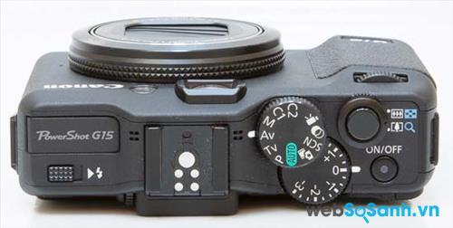 máy ảnh compact Canon PowerShot G15 được bố trí các nút chụp hình và điều chỉnh chế độ rất hợp lý