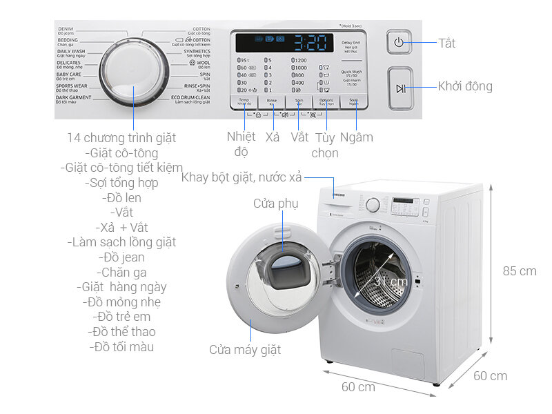 Máy giặt Samsung AddWash Inverter WW80K5233YW/SV