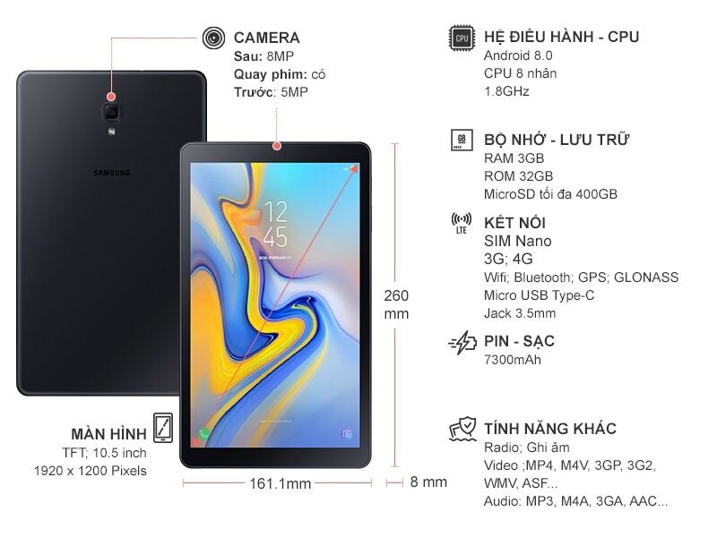 Máy tính bảng Samsung Galaxy tab A 2019 10.5 inch