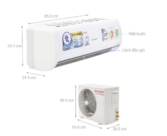 Điều hòa - Máy lạnh Sharp AH-X9UEW - inverter, 1 chiều, 9000btu - Giá rẻ nhất: 5.788.000 vnđ