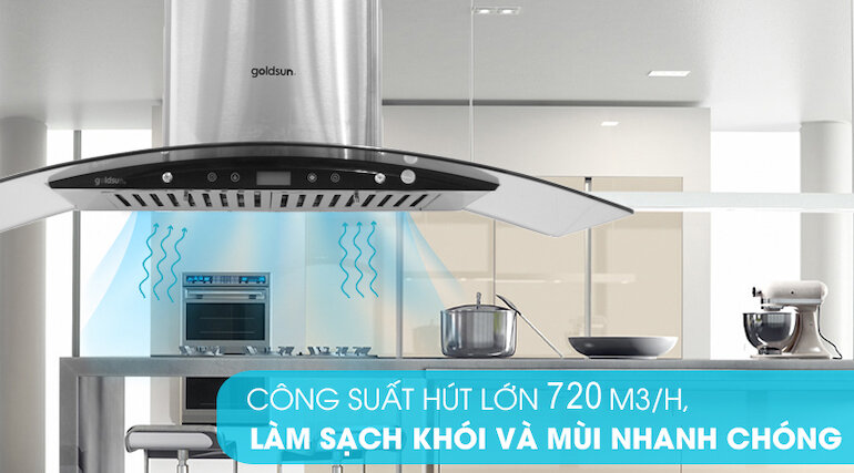 Máy hút mùi Goldsun GS190D có công suất hút mạnh mẽ