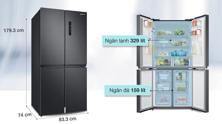 Thông số kích thước của tủ lạnh Samsung RF48A4000B4/SV 488 lít