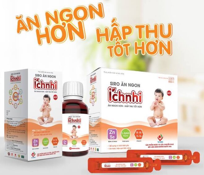 Siro ăn ngon Ích Nhi có cả dạng chai thủy tinh và ống bẻ nhỏ