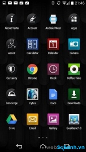 Giao diện Android Kitkat 4.4.2 trên Vertu Aster. Nguồn Internet