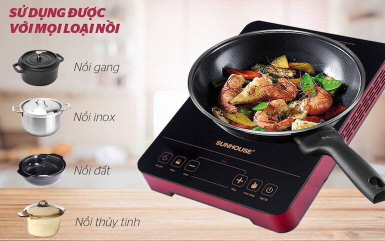 Bếp sử dụng được với các chất liệu khác nhau