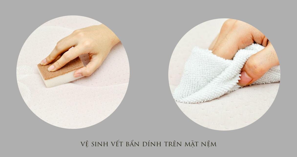 Vệ sinh nệm trên bề mặt đúng cách.