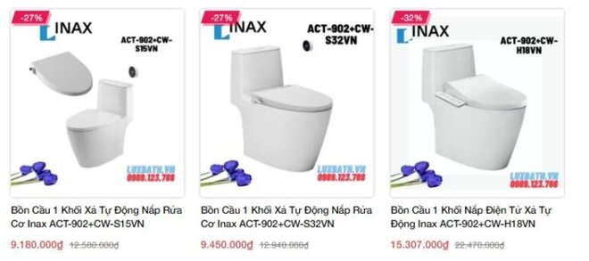 Giá thiết bị vệ sinh Inax luôn tốt hơn Toto một chút