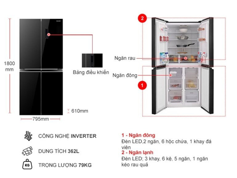 tủ lạnh Sharp SJ-FX420VG