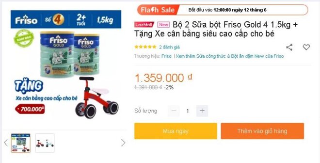 Bộ 2 Sữa bột Friso Gold 4 hoặc 5 loại 1.5kg + Tặng Xe cân bằng siêu cao cấp cho bé