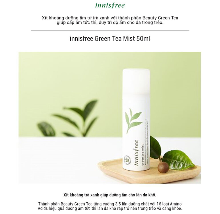 So sánh xịt khoáng trà xanh Innisfree và Xịt khoáng lô hội Aloe Revital Skin Mist