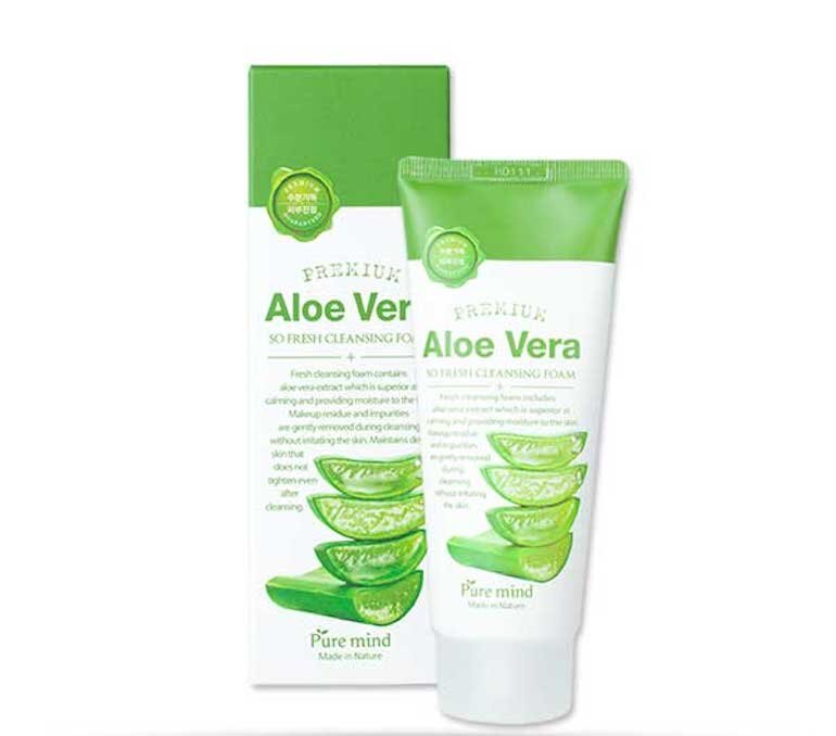 Sữa rửa mặt nha đam Pure Mind Premium Aloe Vera Cleansing Foam