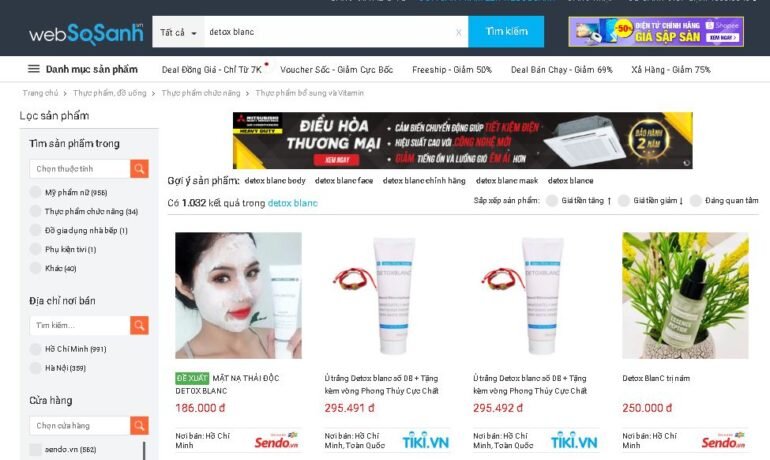 Có nên mua Detox BlanC trên Tiki, Sendo, Lazada, Shopee không ?