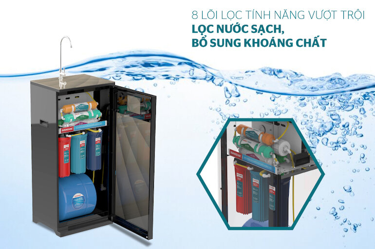 Máy lọc nước RO Sunhouse SHA8818K loại bỏ đến 99.9% vi khuẩn và các chất độc hại.