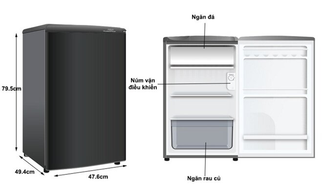 Tủ lạnh AQUA 93L AQR-D99FA(BS)