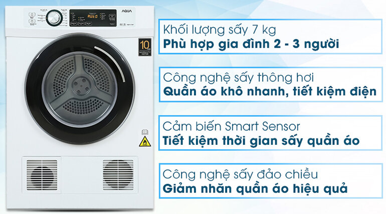 máy sấy thông hơi Aqua 7 kg AQH-V700F.W