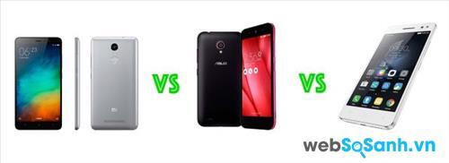 So sánh điện thoại Redmi Note 3, điện thoại Asus Live và điện thoại Lenovo Vibe 
