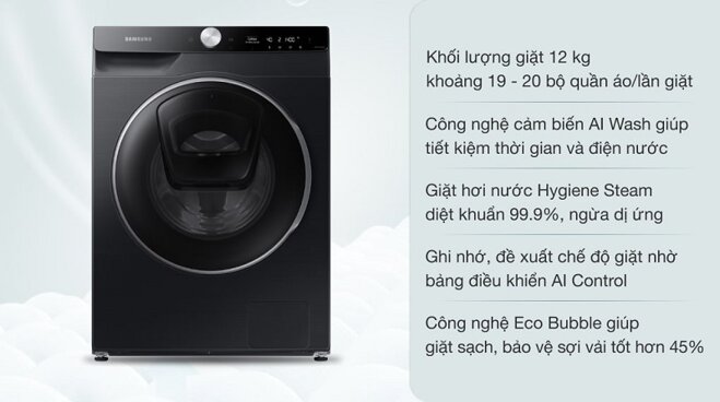 Máy giặt Samsung cửa ngang 12kg WW12TP94DSB