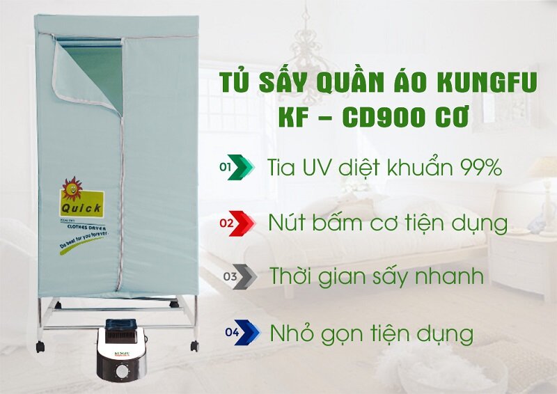 Top 4 tủ sấy quần áo Kungfu chất lượng tốt giá rẻ dưới 2,5 triệu đồng