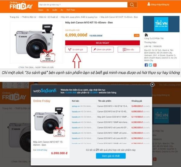 Chỉ một click “So sánh giá” bên cạnh sản phẩm bạn sẽ biết giá mình mua được có hời thực sự hay không