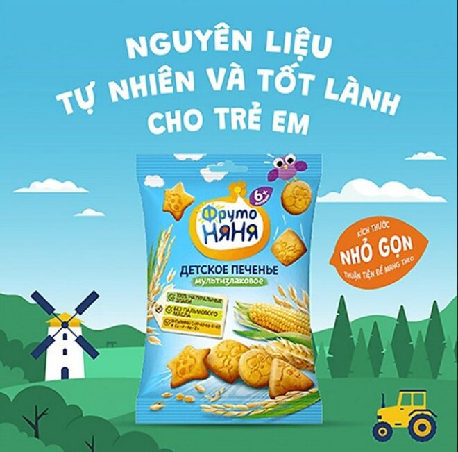 Sản phẩm đến từ thương hiệu Fruto Nyanya nổi tiếng của Nga, sử dụng nguyên liệu an toàn cho trẻ