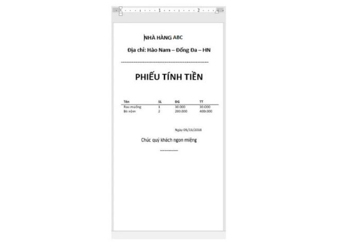 Hướng dẫn cách in bill bằng file Word qua máy in hóa đơn nhiệt