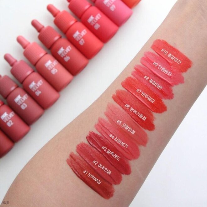 Bảng màu son lọ mực Peripera Ink Velvet