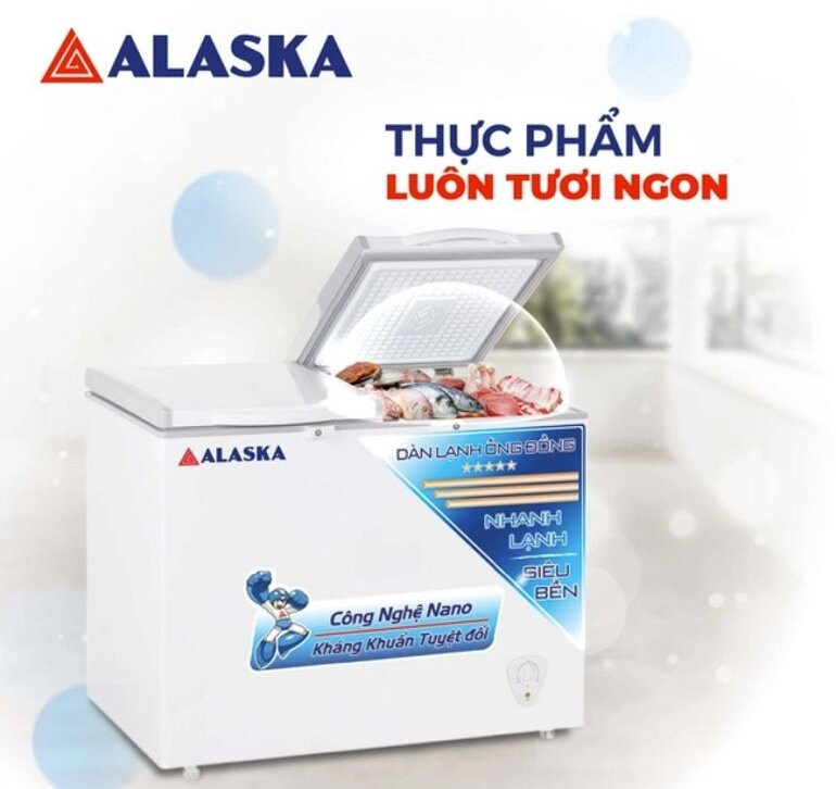 Tủ đông Alaska 250L giúp bảo quản thực phẩm tươi ngon