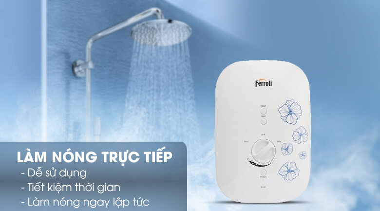 Bình nóng lạnh trực tiếp Ferroli Divo SSN 4.5S (BM01)  làm nóng nhanh