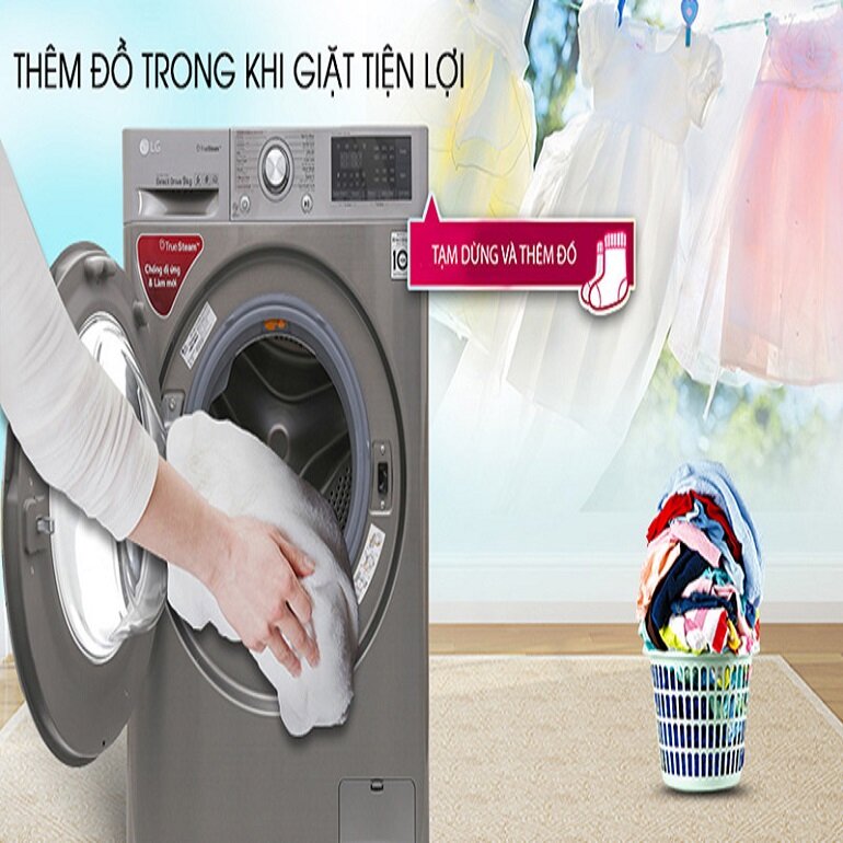 tính năng thêm đồ tiện lợi của máy giặt Lg 