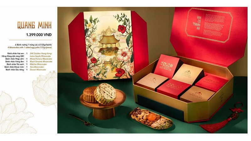 Quang Minh gold plated moon cake box